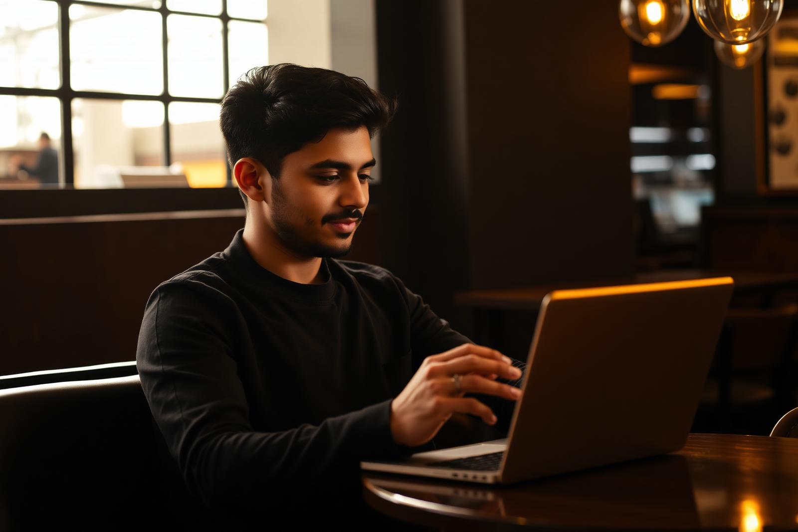 Café owner reviewing operations on a tablet